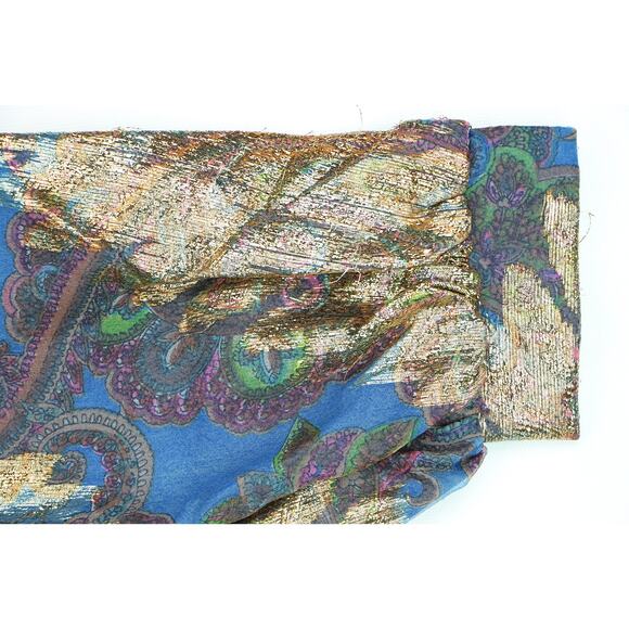 60s Vintage Pat Sandler Gold Metallic Beaded Dress M - Picture 10 of 16